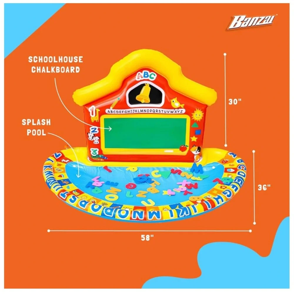 ⚡️NEW⚡️ BANZAI Jr. School Splash Inflatable Water Play Mat, 58
